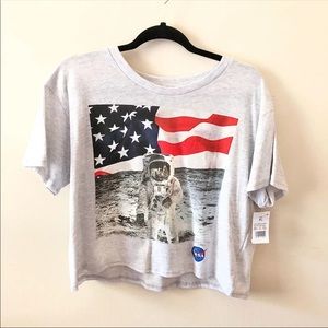 NWT Freeze NASA Graphic Crop Tee Gray